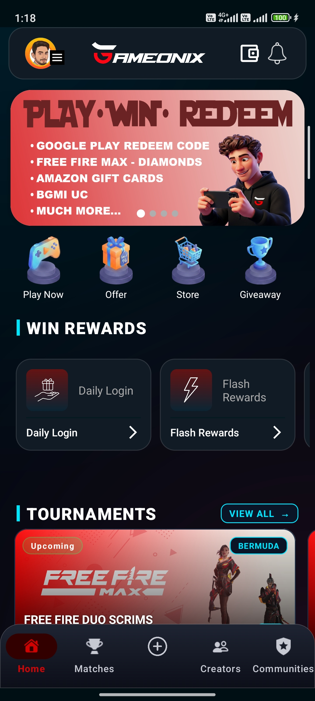 Gameonix Esports Mobile Application Interface Layout