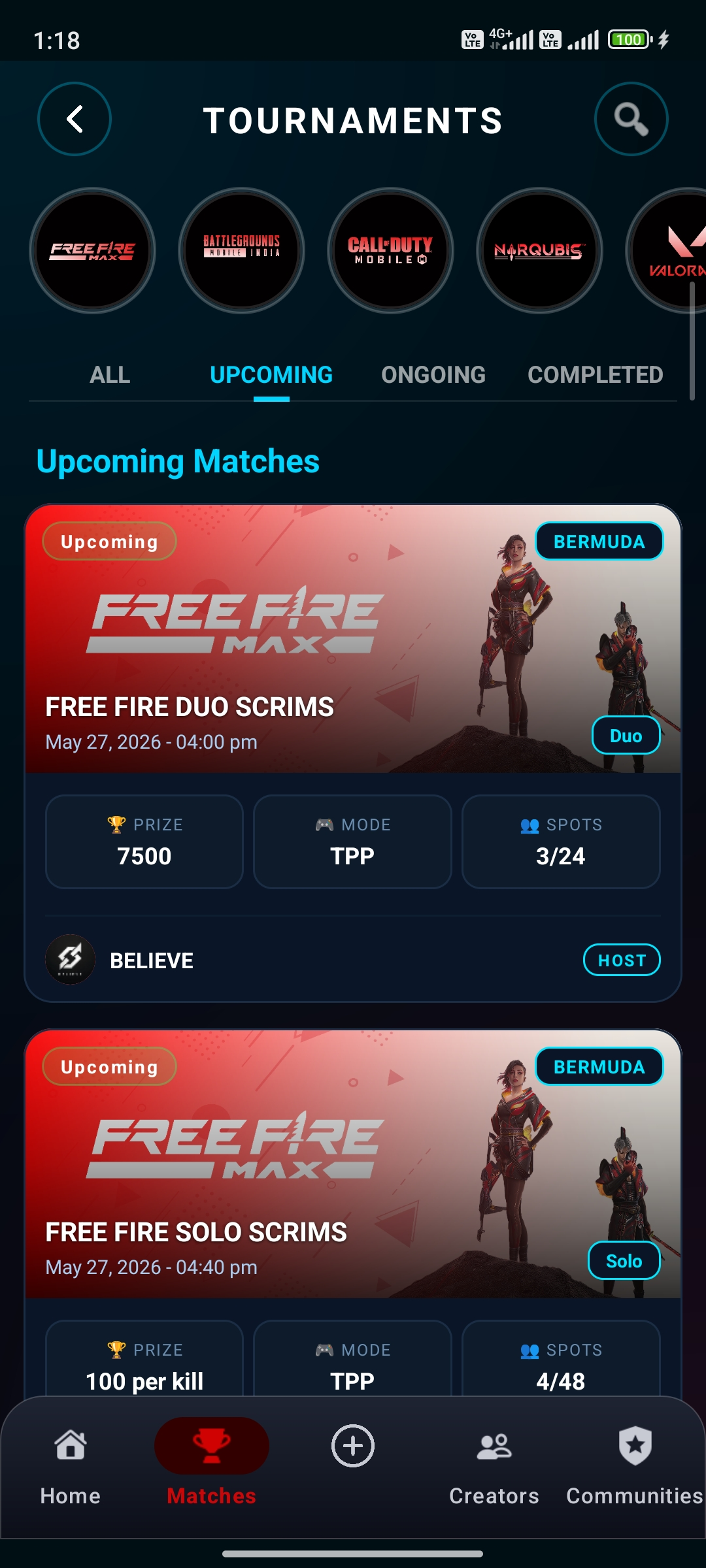 Gameonix Live Esports Tournament Brackets Dashboard