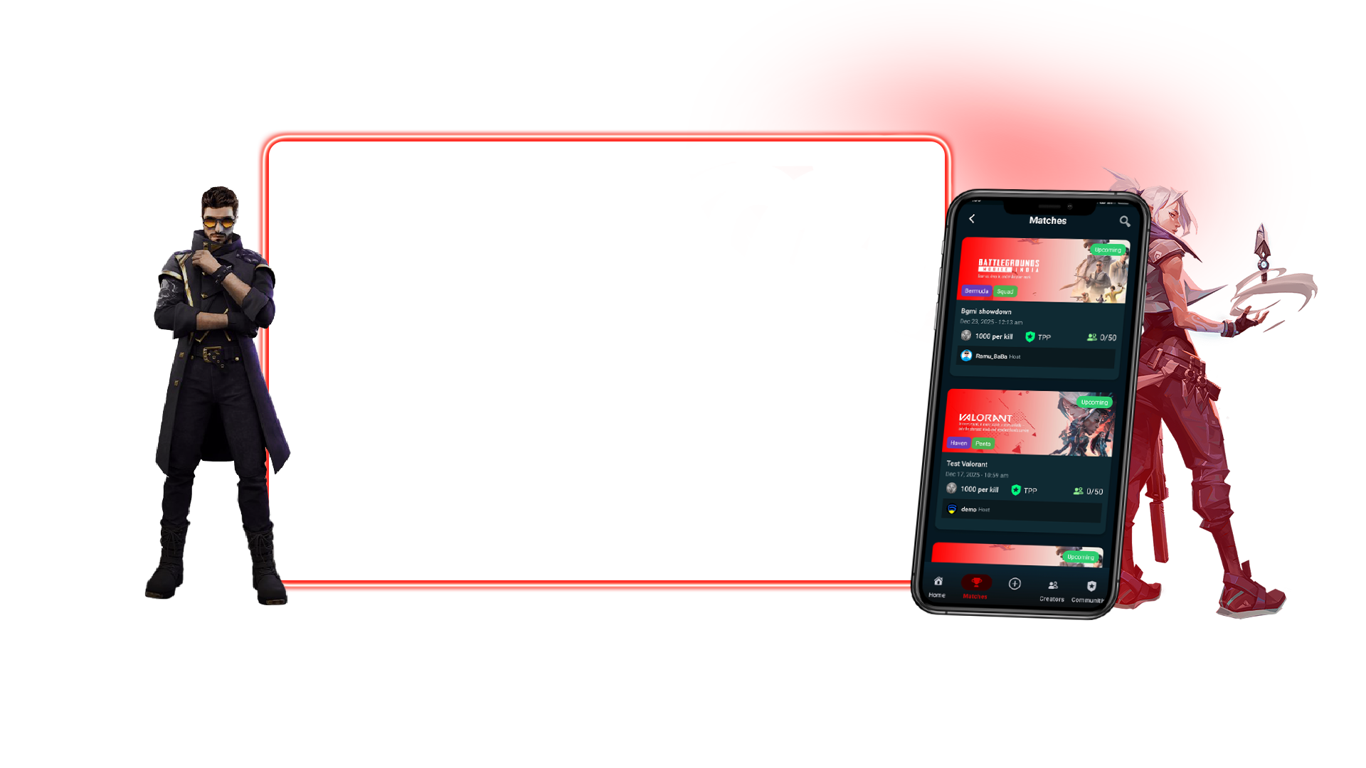 Gameonix Mobile Esports Dashboard Tournament UI Mockup